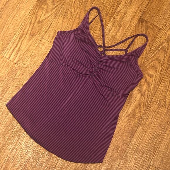 Prana Purple Brown Dreamcatcher Strappy Yoga Workout Stripe Tank Top Size Large - Picture 4 of 10